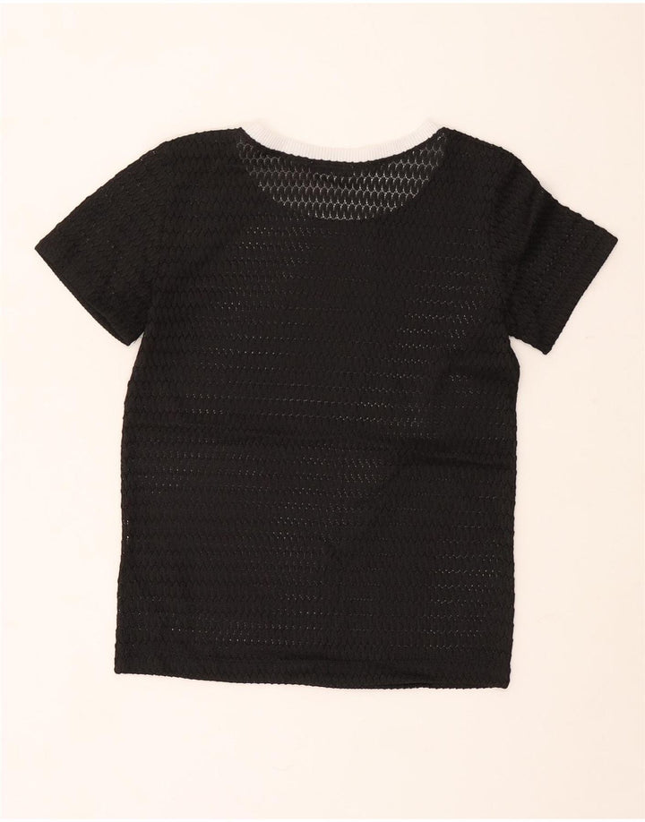 Zara Dame Se Through T-Shirt Top UK 10 Lille Sort