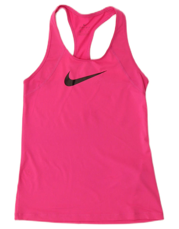 Nike Dame Dri Fit Grafisk Vest Top UK 4 XS Pink Polyester