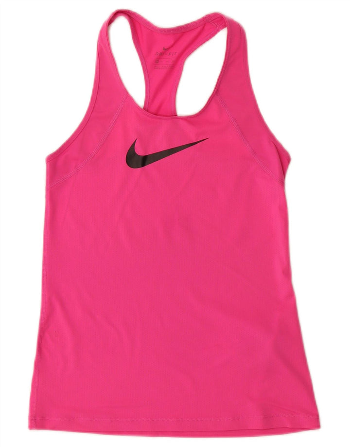 Nike Dame Dri Fit Grafisk Vest Top UK 4 XS Pink Polyester