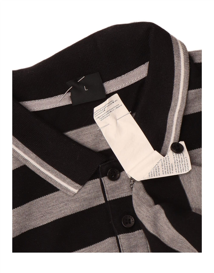 Hugo Boss Herre Regular Fit Polo Shirt Stor sort stribet bomuld