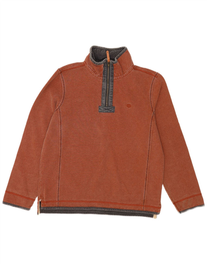 Fat Face Herre Zip Neck Sweatshirt Jumper Medium Brun Bomuld