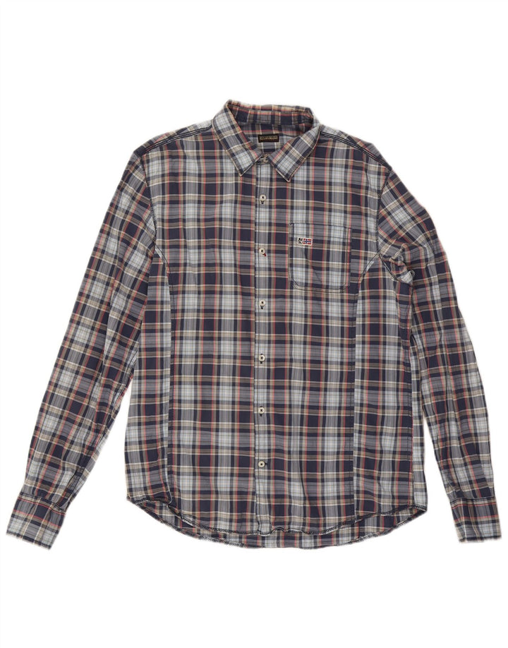 Napapijri Herre Geographic Shirt XL blå ternet bomuld