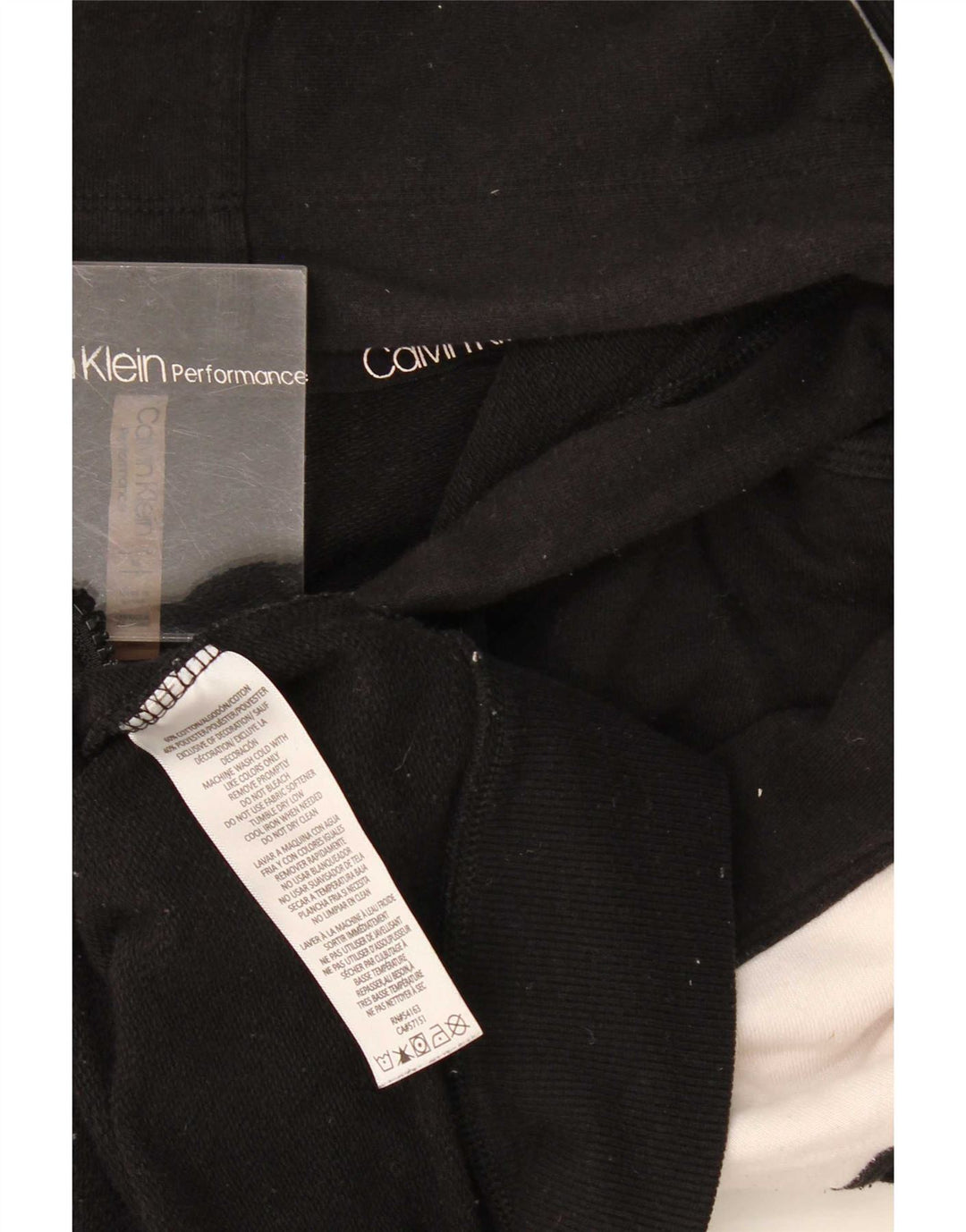 Calvin Klein Dame Oversized Crop Zip Hoodie Sweater UK 14 Medium Black
