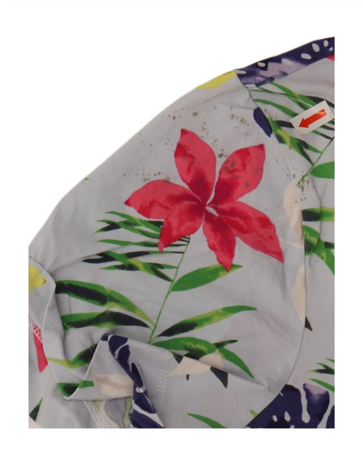 MARELLA Womens T-Shirt Top UK 14 Medium Blue Floral Vintage Marella and Second-Hand Marella from Messina Hembry 
