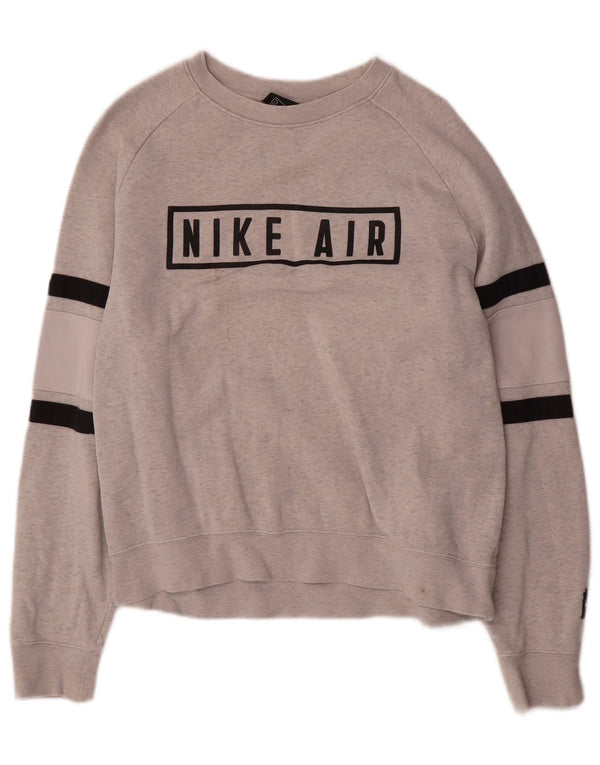 Nike Dame Oversized Sweatshirt Jumper UK 10 Small Grå Flecked Bomuld