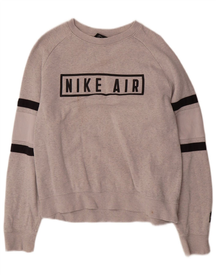Nike Dame Oversized Sweatshirt Jumper UK 10 Small Grå Flecked Bomuld