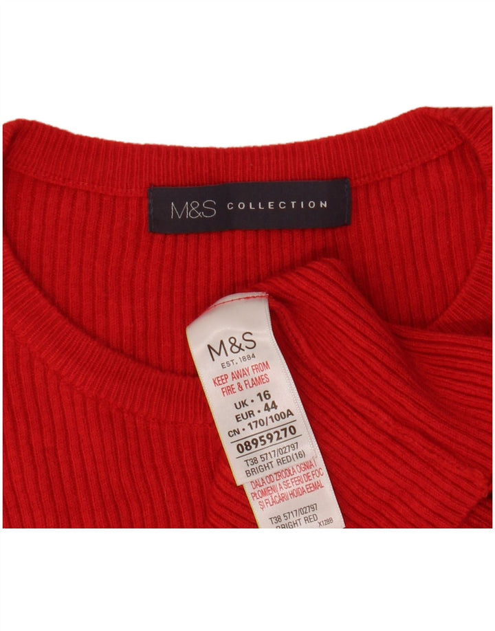 Marks & Spencer Dame Crop T-Shirt Top UK 16 Large Red Viscose