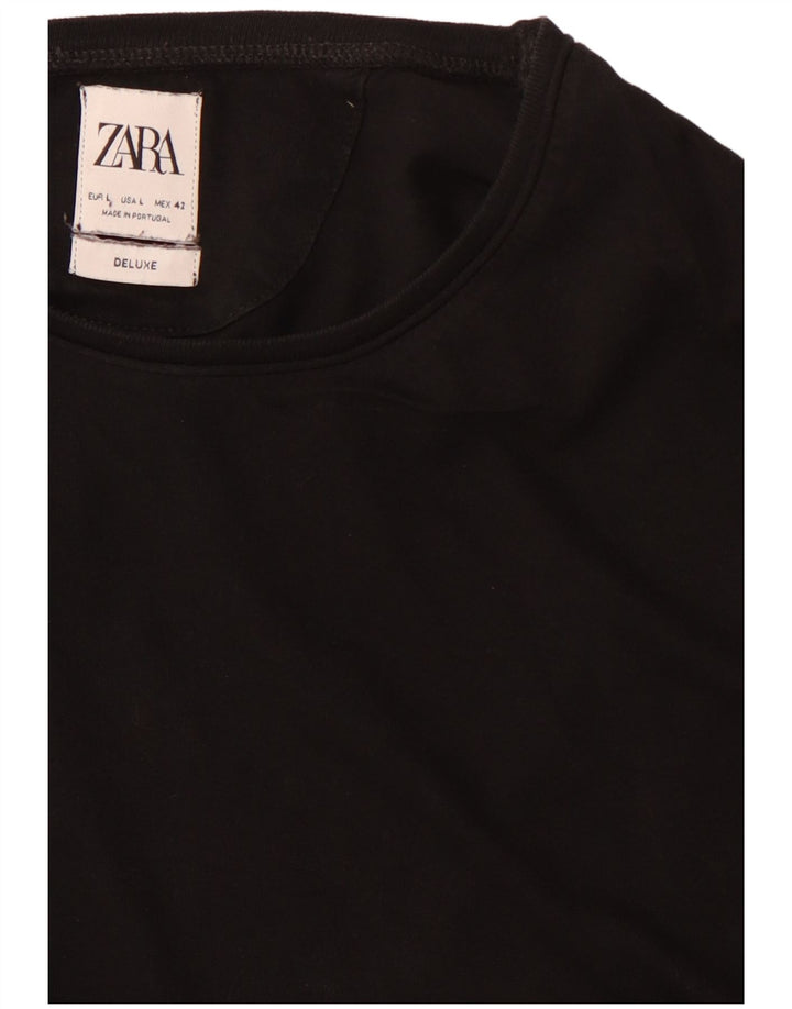 Zara Herre T-Shirt Top Stor Sort