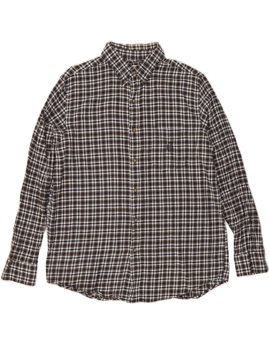 CHAPS Mens Flannel Shirt Large Brown Check Cotton Vintage Chaps and Second-Hand Chaps from Messina Hembry 