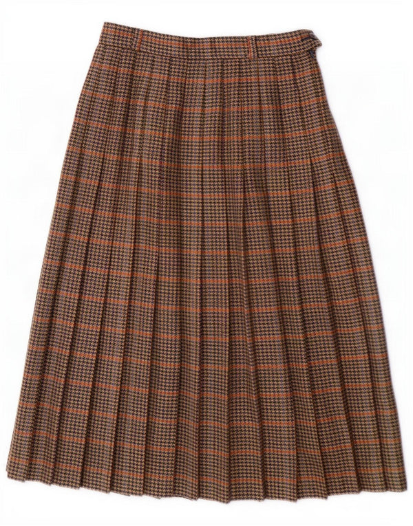 Avoca plisseret nederdel til kvinder Medium W28 Brown Houndstooth New Wool