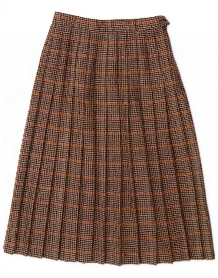 Avoca plisseret nederdel til kvinder Medium W28 Brown Houndstooth New Wool