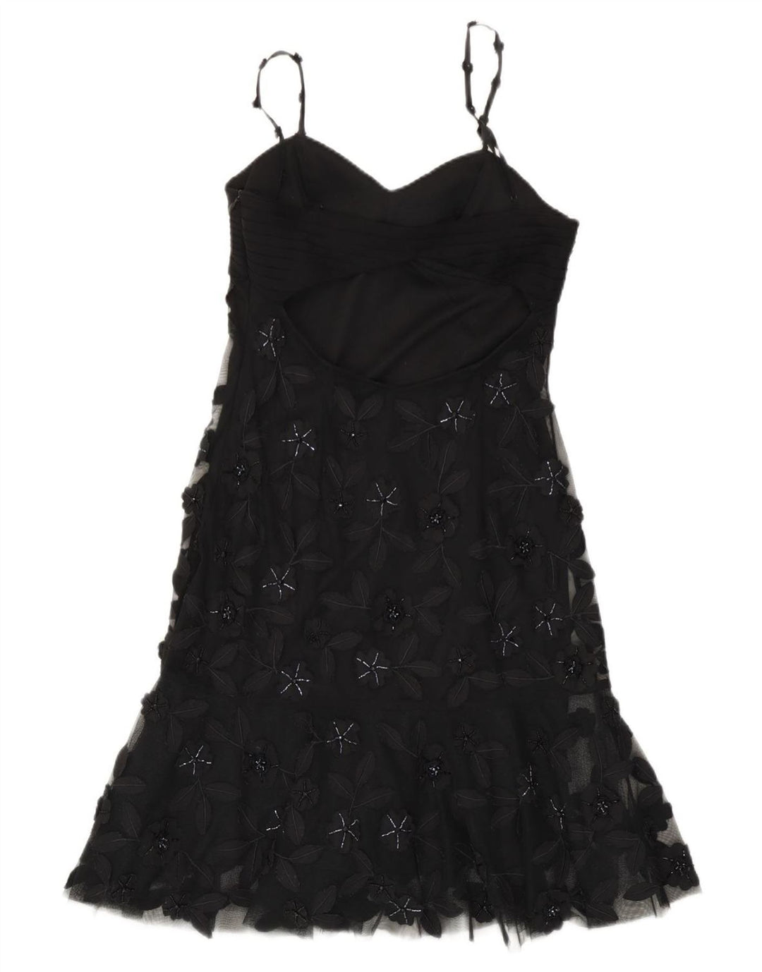 Vintage Dame Slip Dress EU 38 Medium Black Floral Polyester