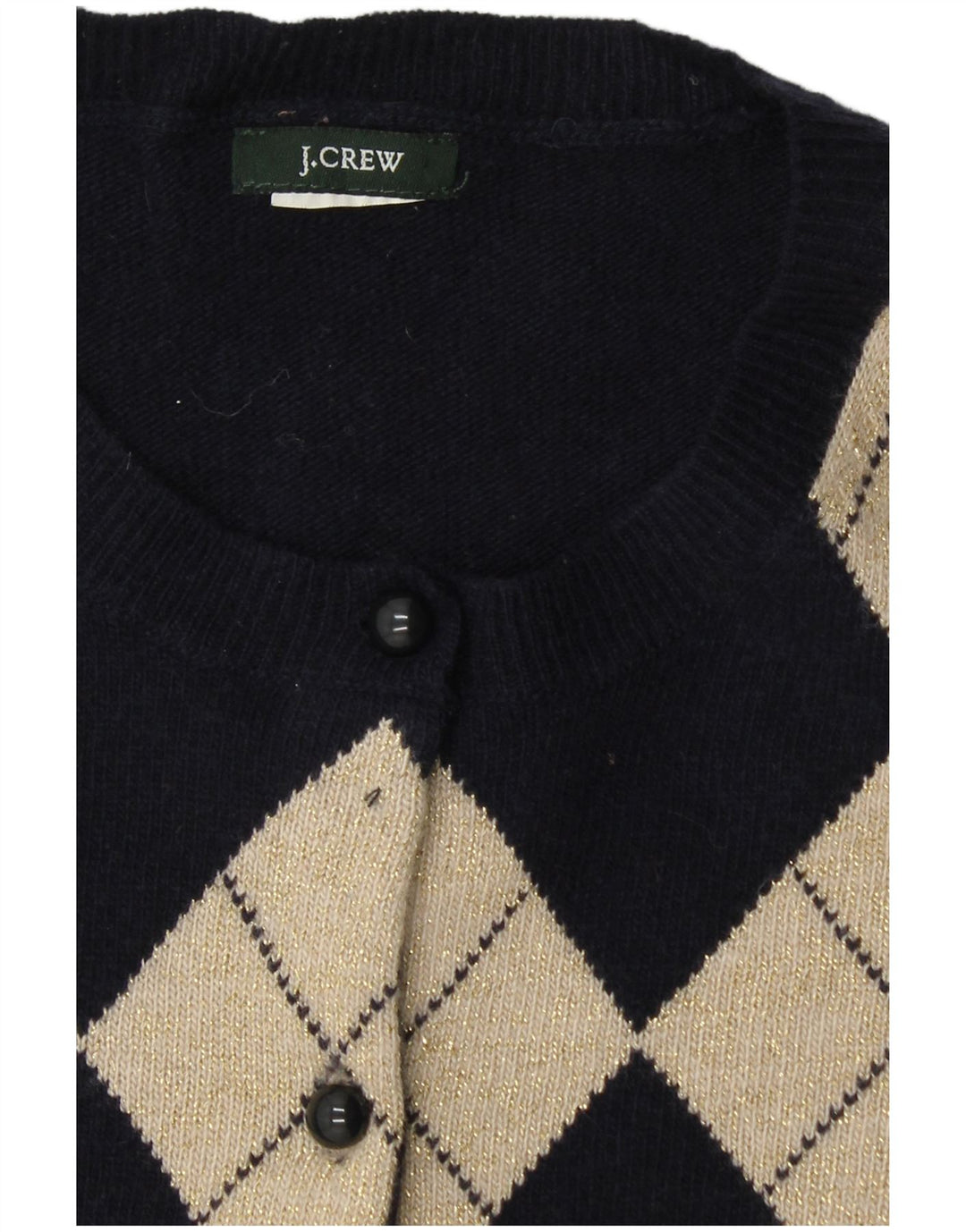 J. CREW Herre cardigan sweater UK 6 XS Navy Blue Argyle/Diamond