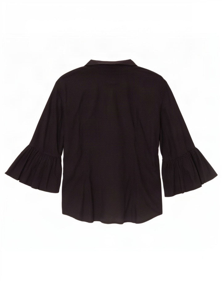 Vintage damebluse med 3/4 ærmer IT 44 Mellem sort plettet bomuld