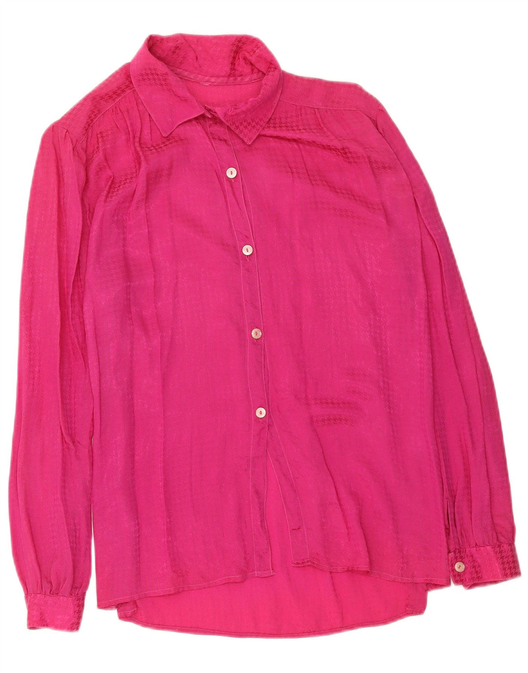 Vintage dameskjortebluse UK 12 Medium Pink Houndstooth