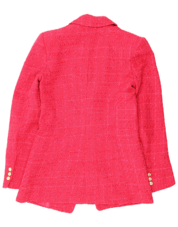 Zara Dame Dobbeltradet Blazer Jacket UK 6 XS Pink Check