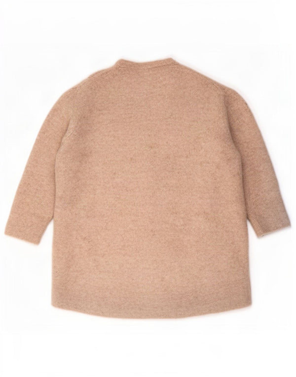 Zara dametrøje med 3/4 ærmer med rund hals trøje UK 14 Medium Beige