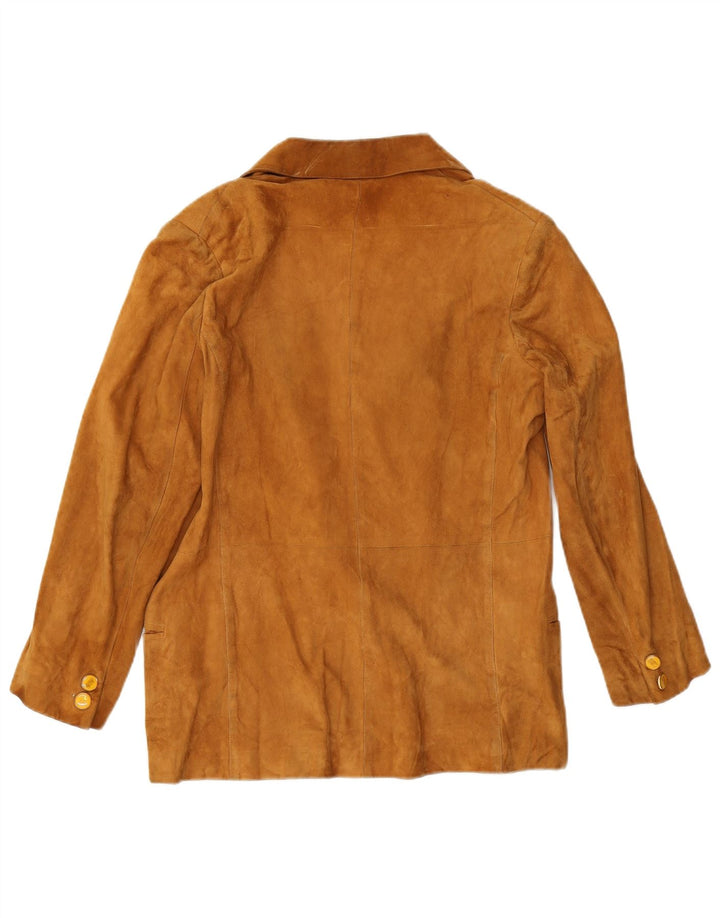 Vintage dame 2-knaps ruskind blazerjakke UK 12 medium beige læder