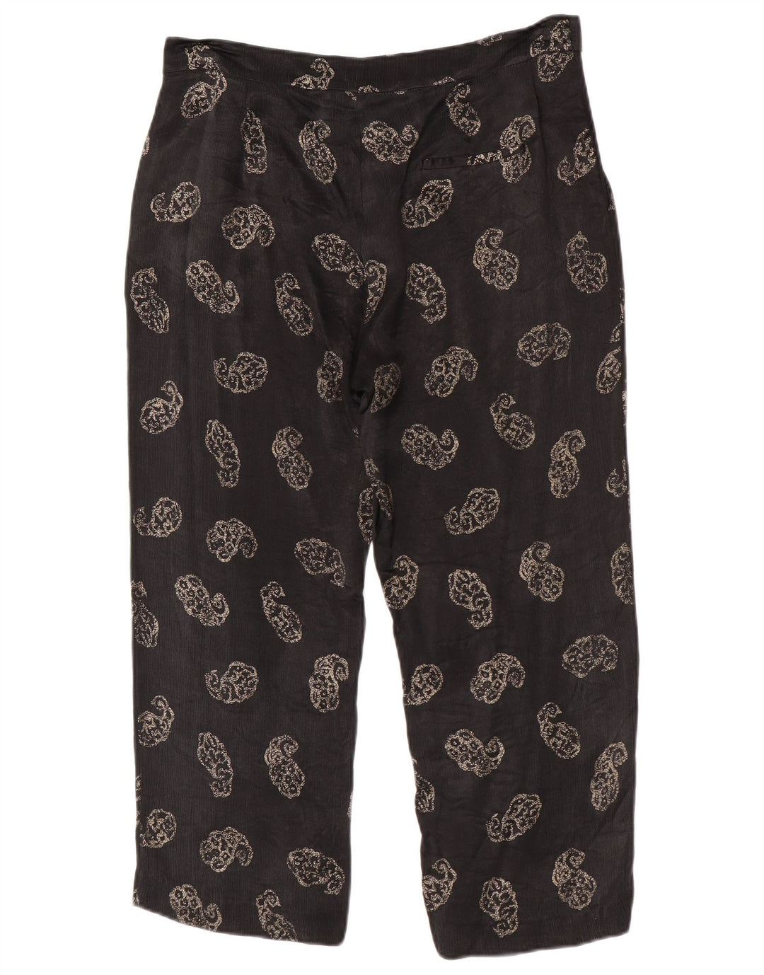 Zara Womens Cropped Trousers Large W30 L24 Black Paisley