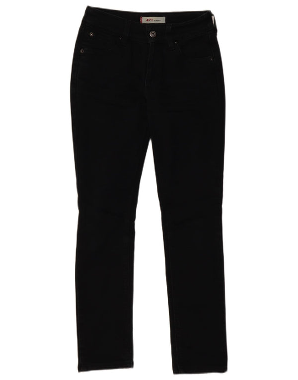 Levi's Womens 471 Slim Jeans W26 L28 Black Cotton