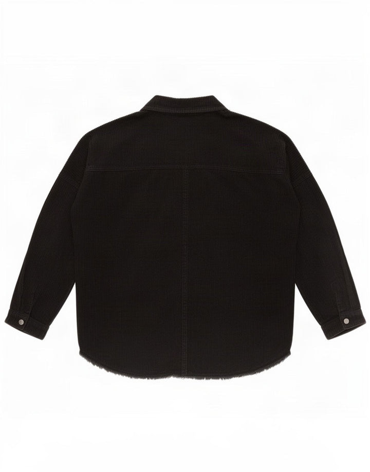Zara Dame Oversized Corduroy Jacket UK 14 Medium Sort Bomuld
