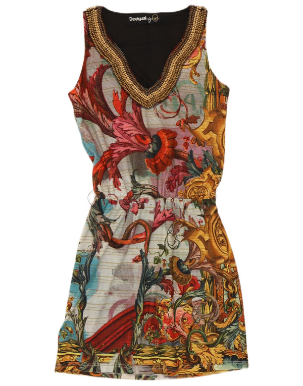 Desigual Dame Ærmeløs Basic Kjole UK 10 Small Multicolored Floral