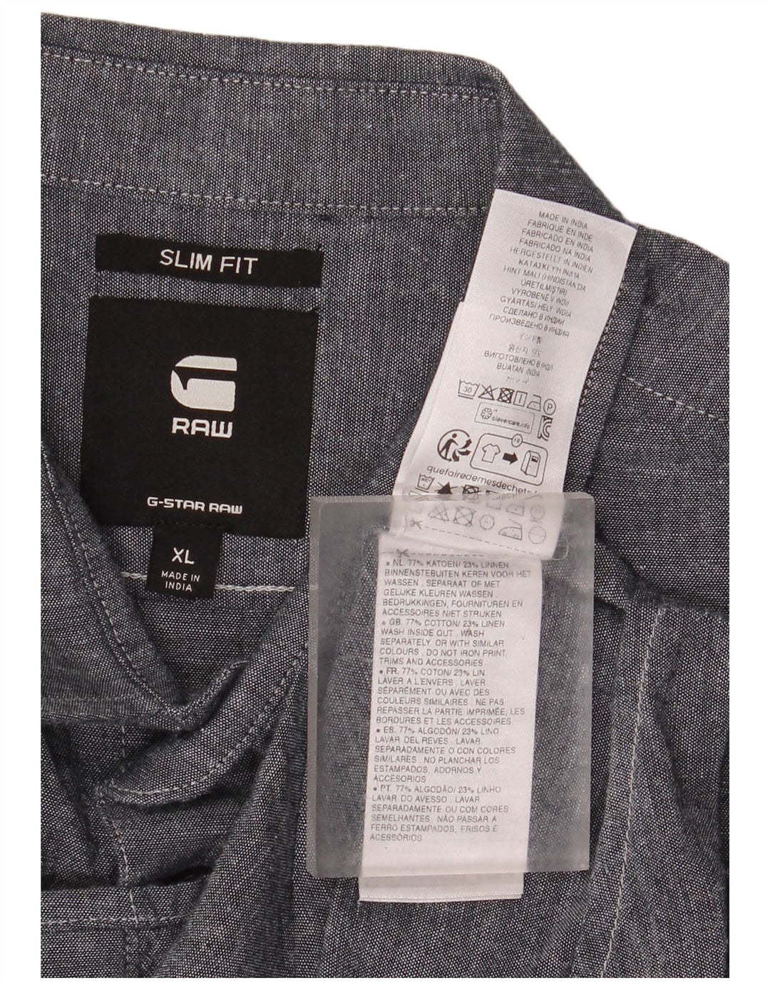 G-Star herre Slim Fit skjorte XL marineblå bomuld