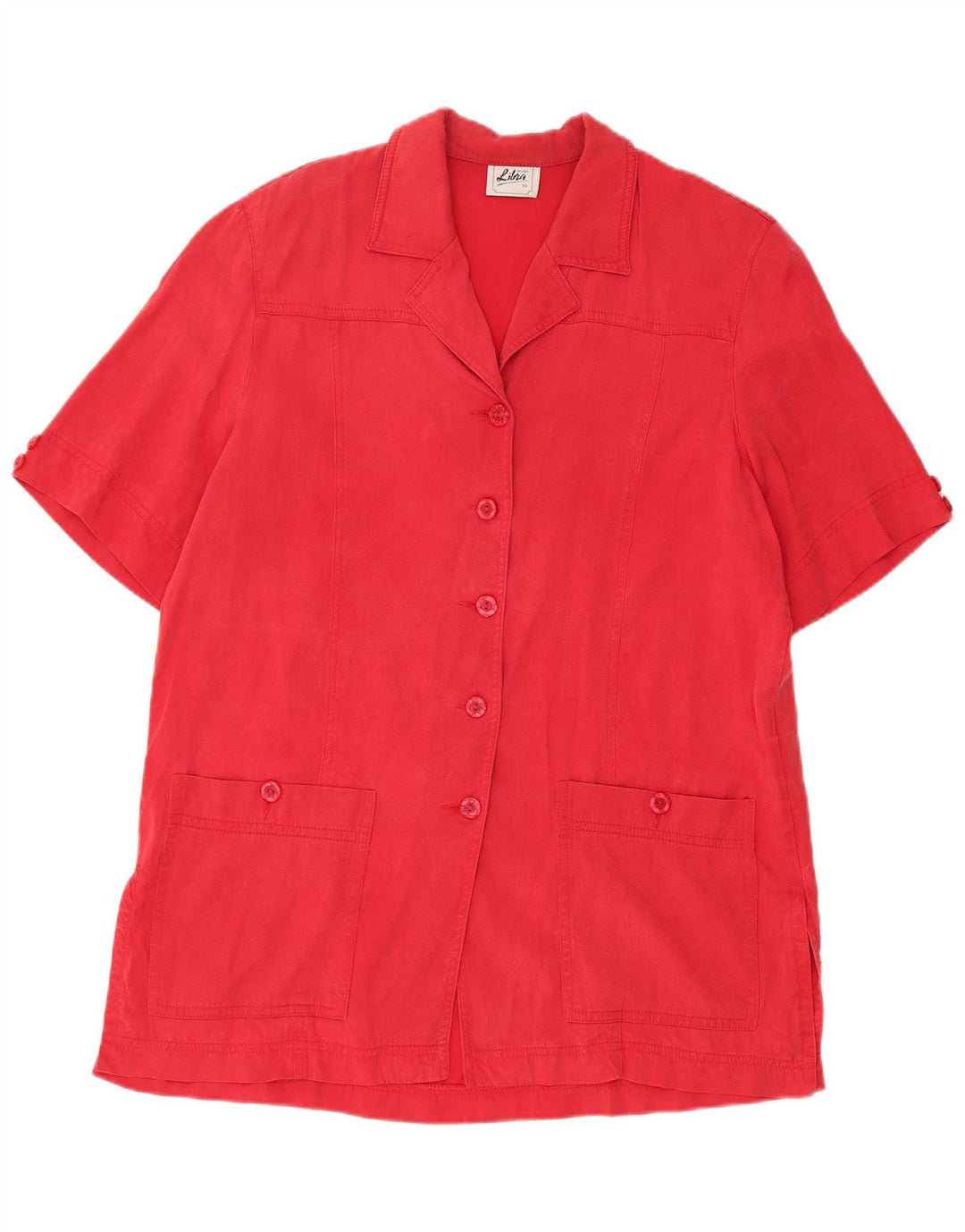 Vintage dame 5-knaps kortærmet blazerjakke UK 14 Large Red Tencel