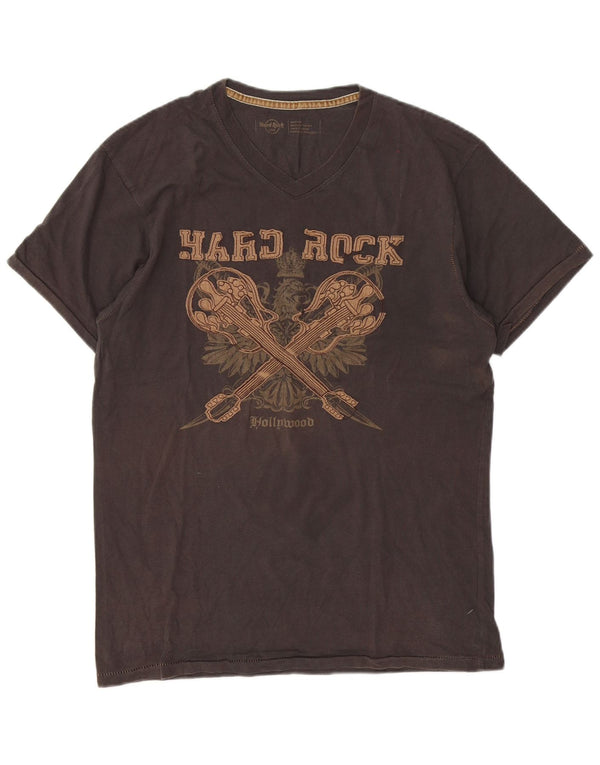 Hard Rock Cafe Herre Hollywood Grafisk T-Shirt Top Medium Grå Bomuld