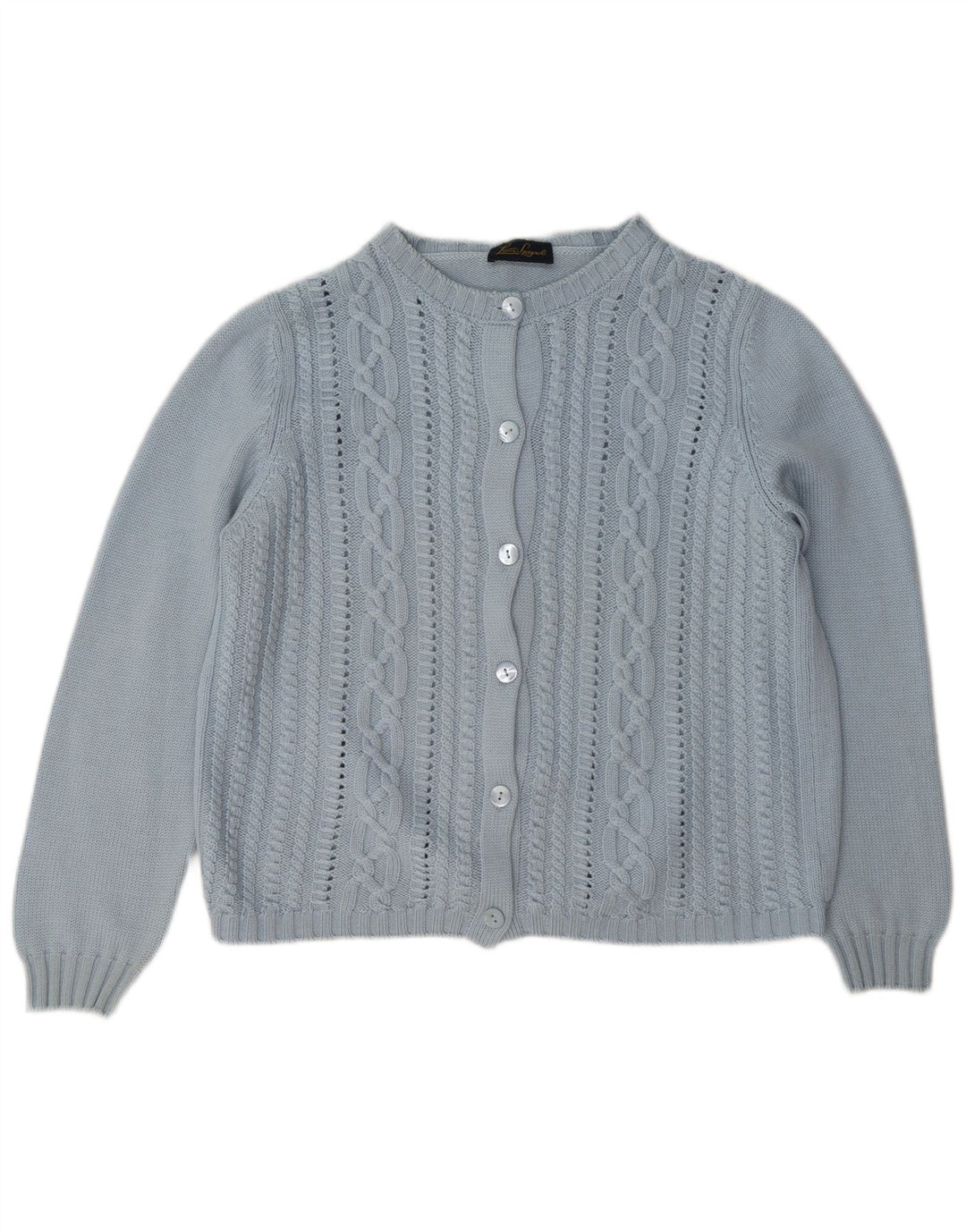 Luisa Spagnoli Dame Cardigan Sweater UK 16 Large Blue Wool