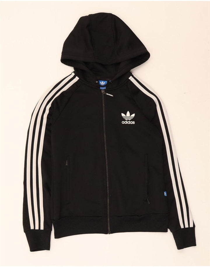 Adidas hættetrøje med lynlås til piger 7-8 år Sort polyester