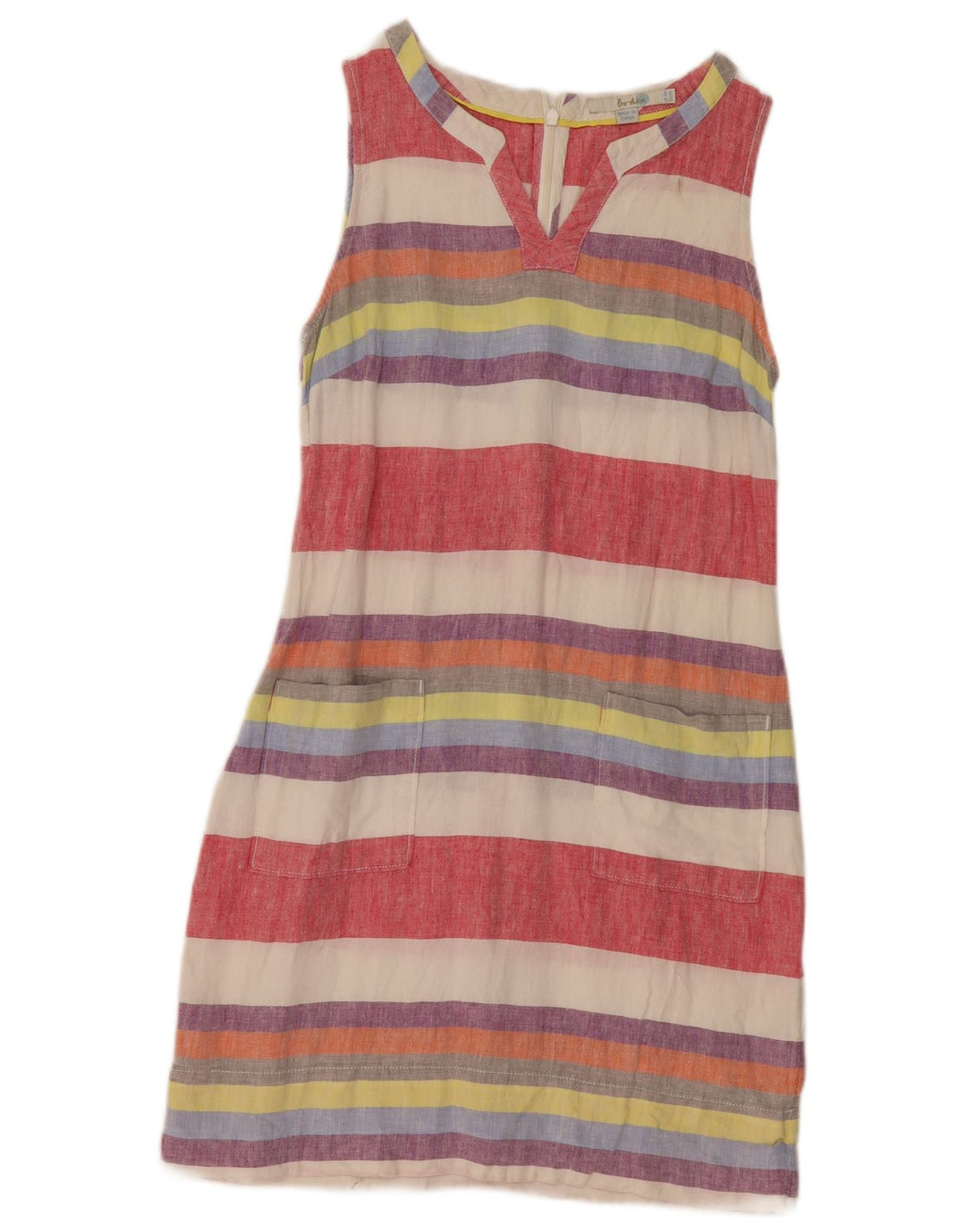 Boden Dame Ærmeløs Skede Kjole UK 10 Small Multicolored Striped