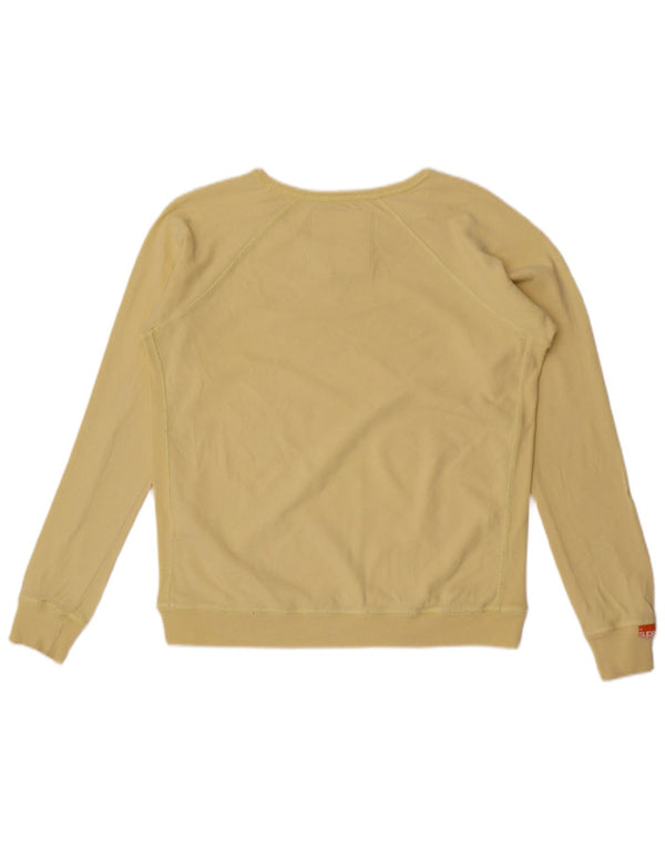 Superdry Dame Boat Neck Jumper Sweater UK 16 Stor Gul Bomuld