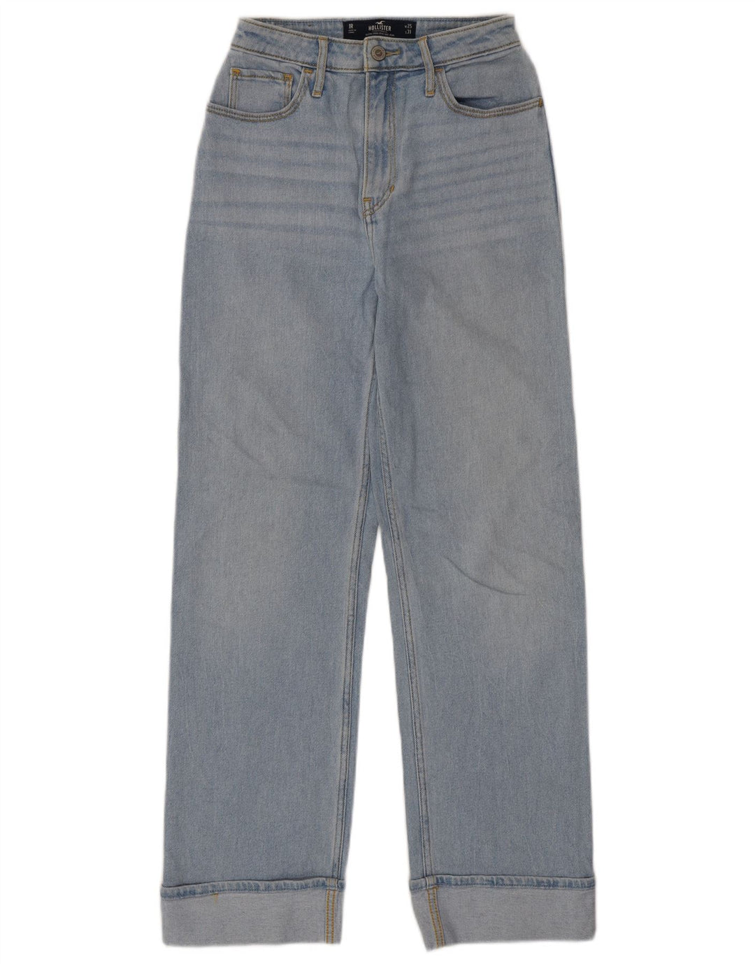 HOLLISTER Højtaljede lige jeans til kvinder W25 L31 blå bomuld