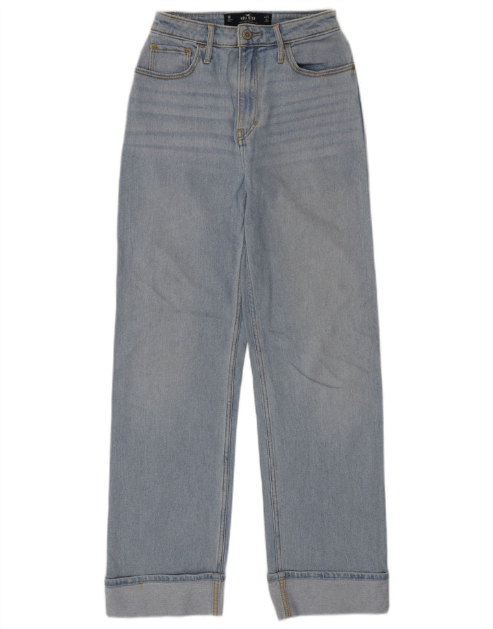 HOLLISTER Højtaljede lige jeans til kvinder W25 L31 blå bomuld