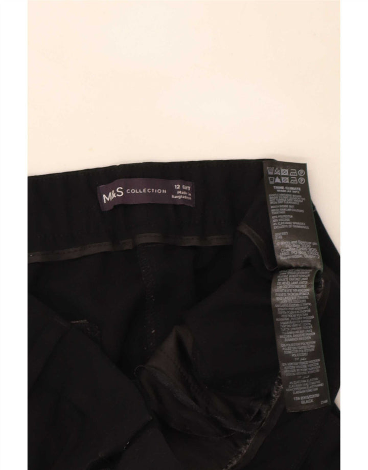 Marks & Spencer Womens Cropped Trousers UK 12 Medium W30 L25 Black