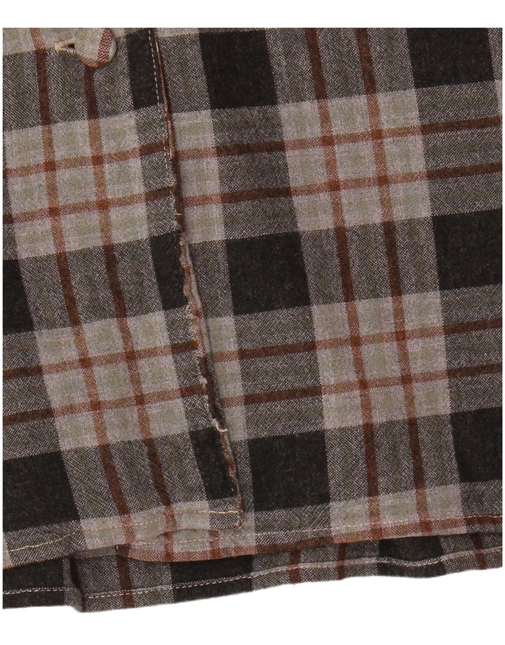 Benetton Dame Flanell Shirt UK 12 Medium Grey Check Viscose