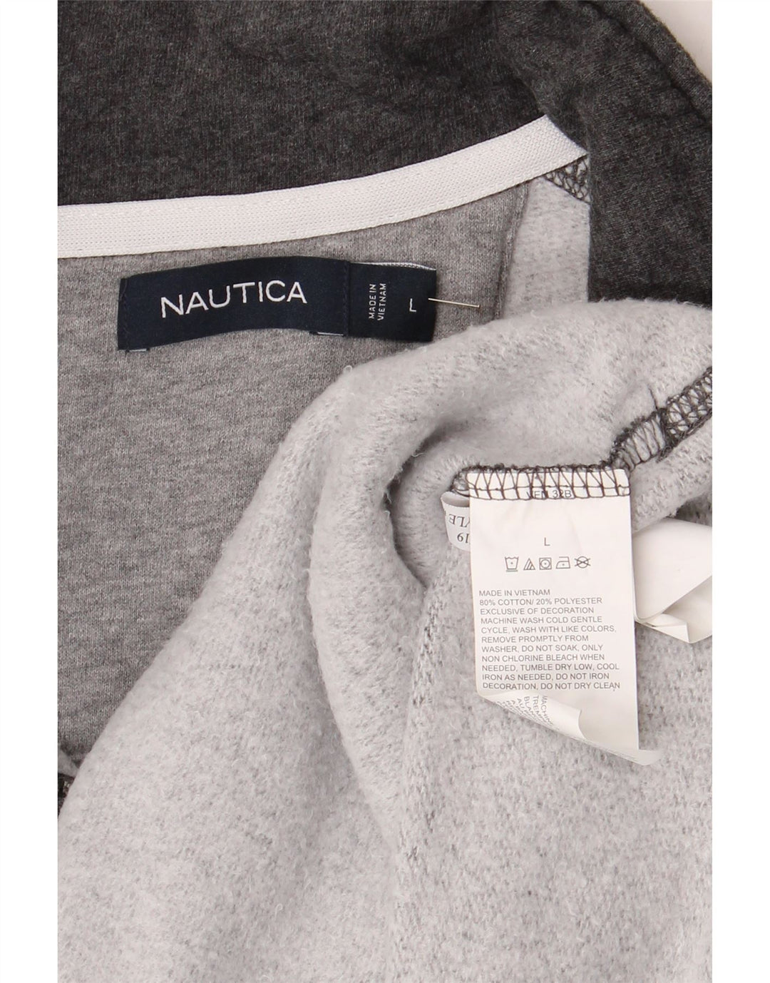 Nautica Sweatshirt med lynlås til mænd, stor grå bomuld