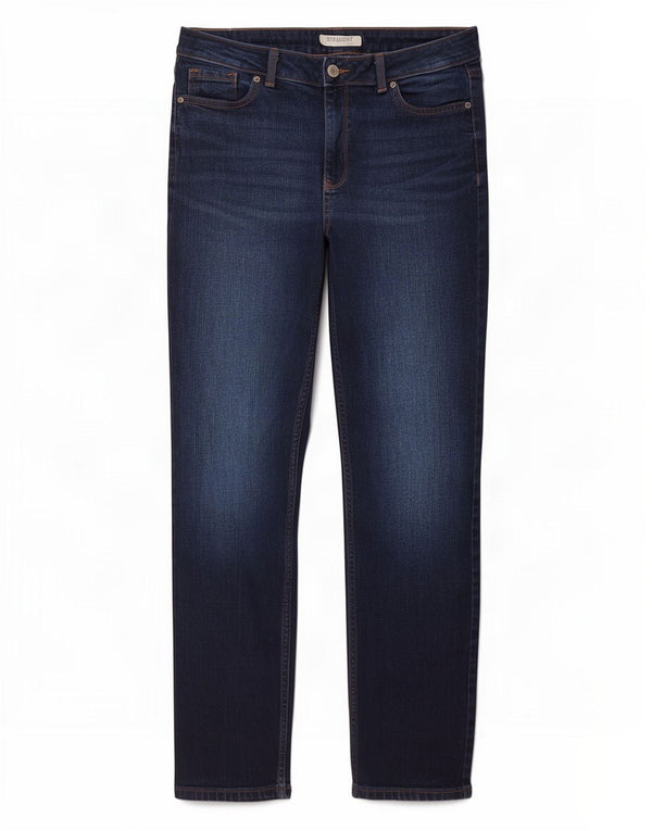 Marks & Spencer Dame Straight Jeans UK 14 Large W32 L29 Navy Blue Bomuld