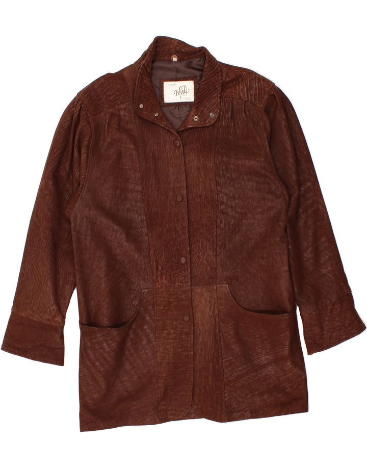 HYDE Womens Leather Coat UK 16 Large Brown Leather Vintage Hyde and Second-Hand Hyde from Messina Hembry 
