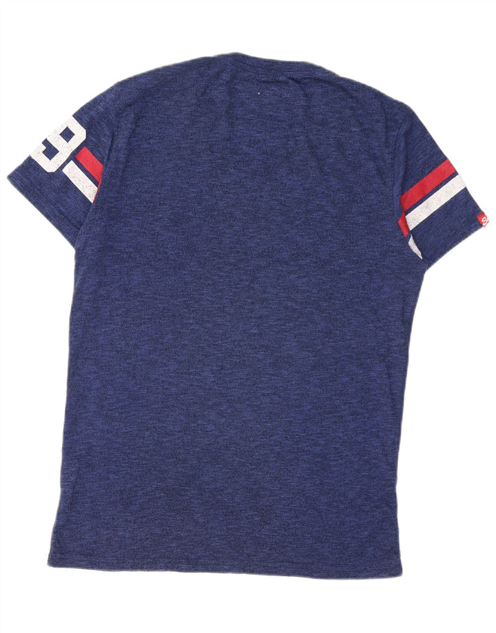 SUPERDRY Herre grafisk T-shirt top mellemblå bomuld