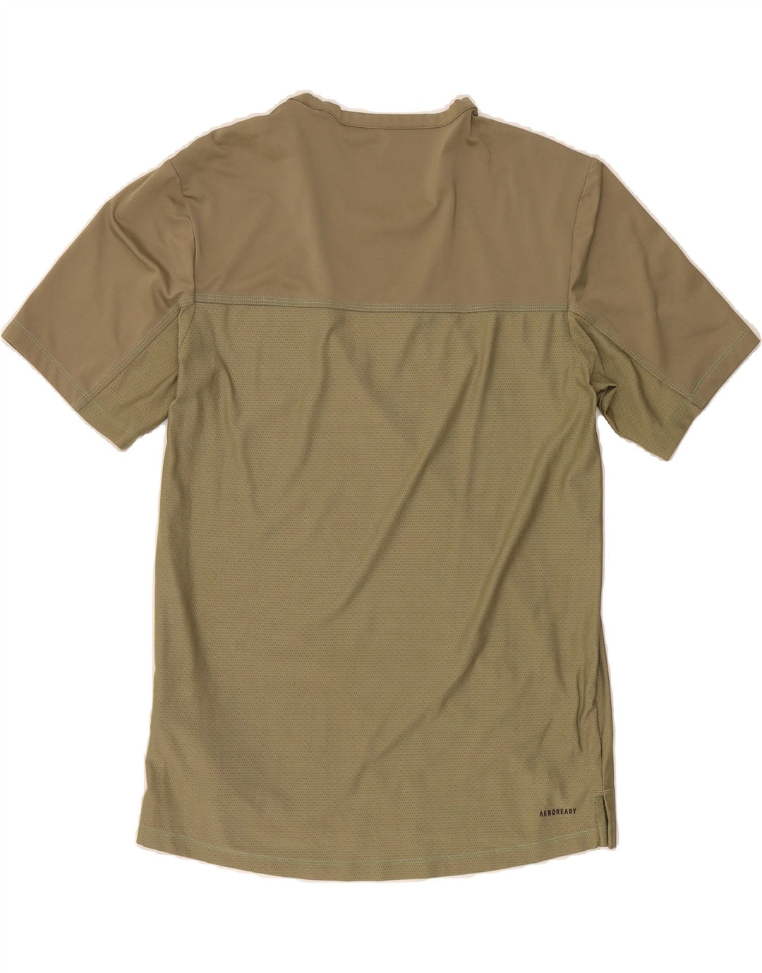 ADIDAS Mens Aeroready Graphic T-Shirt Top Small Khaki Polyester Vintage Adidas and Second-Hand Adidas from Messina Hembry 
