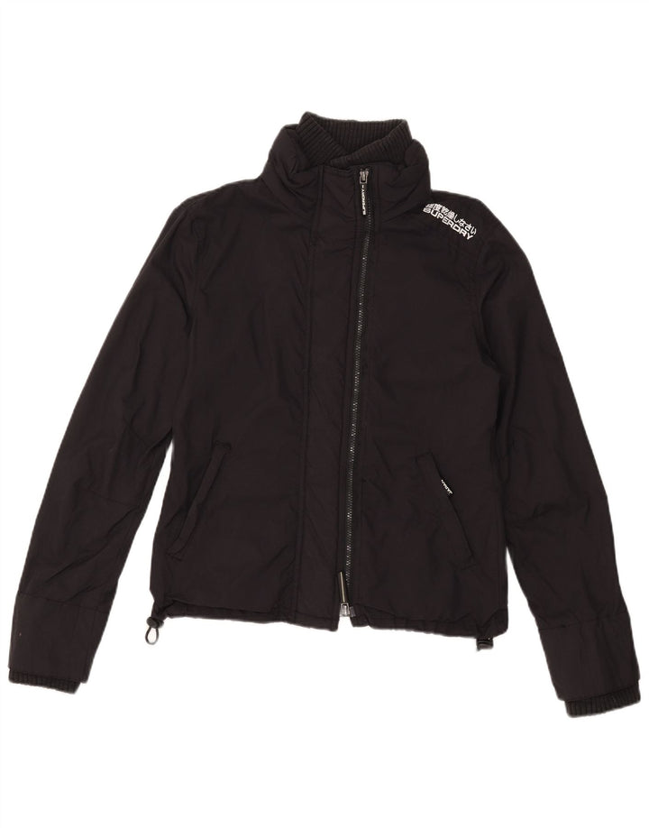 Superdry Grafisk regnjakke til kvinder UK 12 Medium Sort Nylon