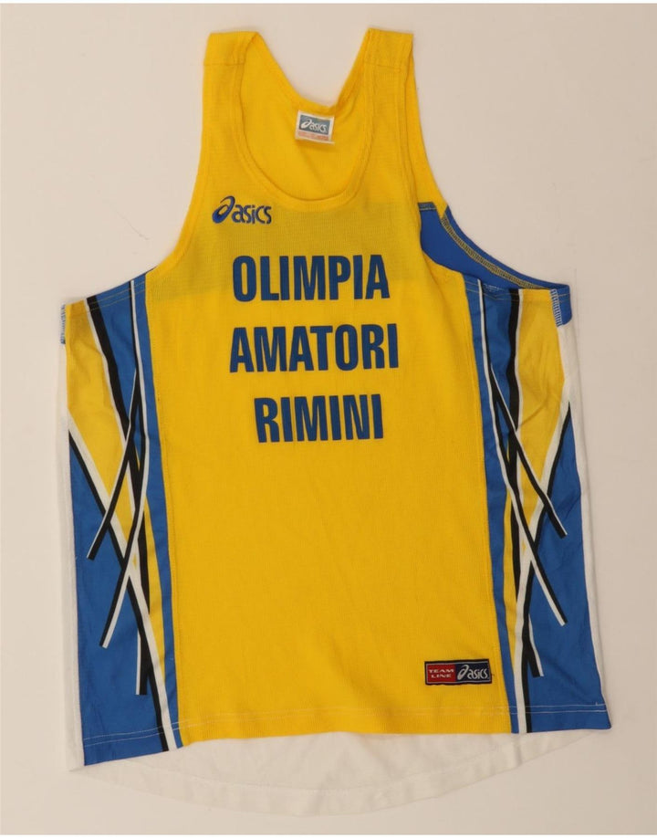 ASICS Womens Graphic Vest Top UK 18 XL Yellow Colourblock Polyester Vintage Asics and Second-Hand Asics from Messina Hembry 