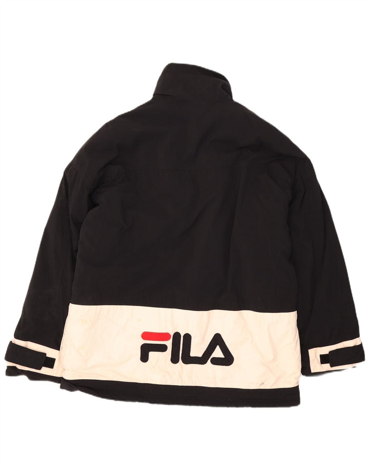 Fila Herre grafisk polstret jakke UK 38 Medium Sort Colourblock Nylon
