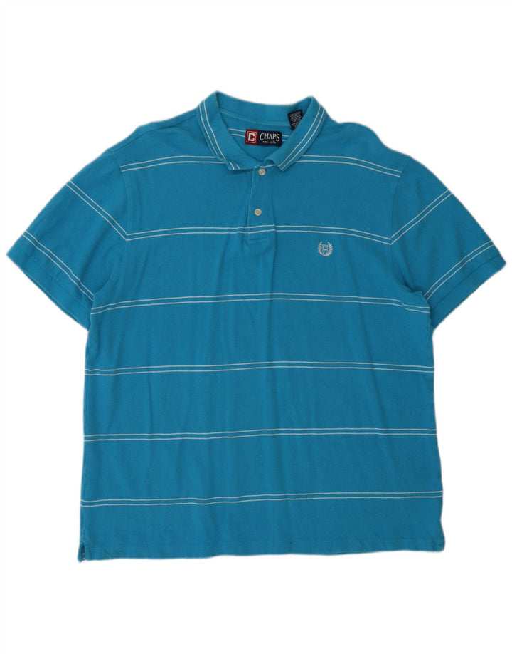 Chaps Herre poloshirt XL blå stribet bomuld