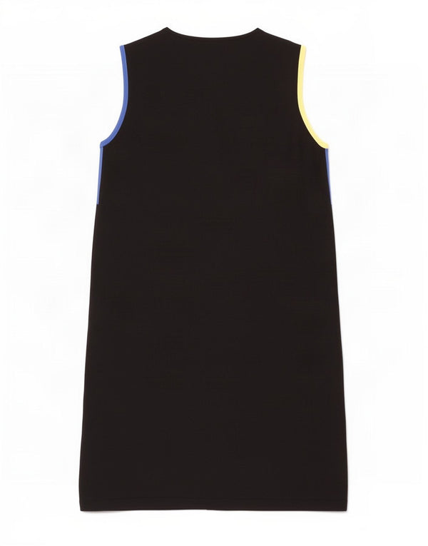 Benetton Womens Sleeveless Shift Dress UK 10 Small Black Colourblock