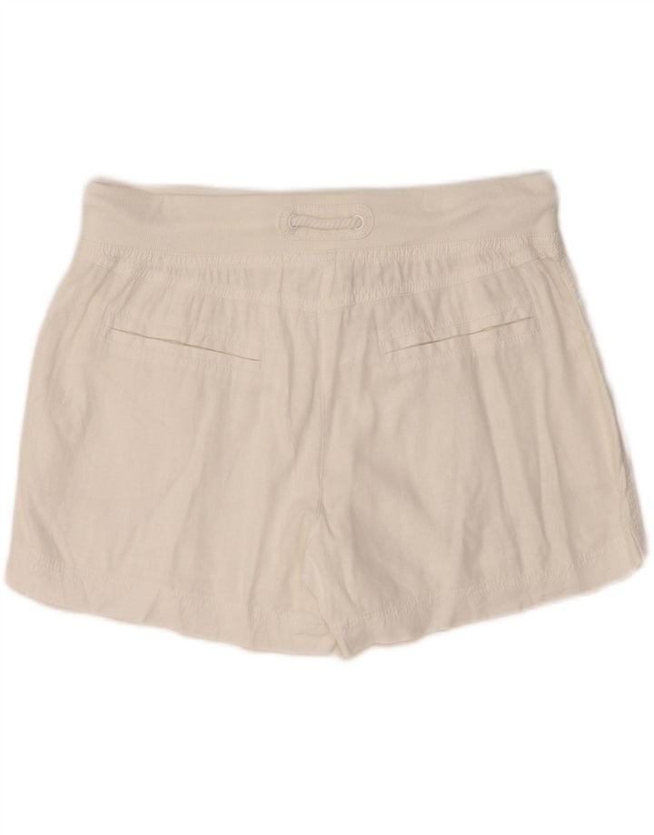 MARKS & SPENCER Womens Sport Shorts UK 14 Large White Linen Vintage Marks & Spencer and Second-Hand Marks & Spencer from Messina Hembry 