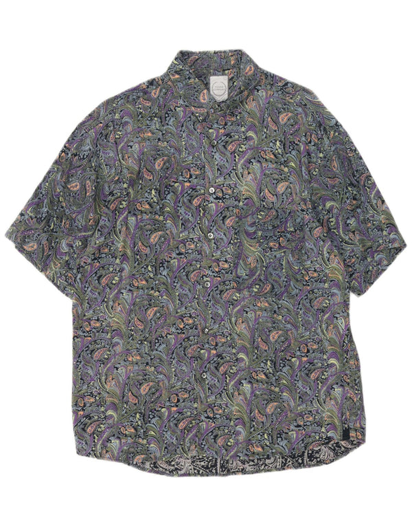Vintage kortærmet herreskjorte Stor flerfarvet Paisley Bomuld