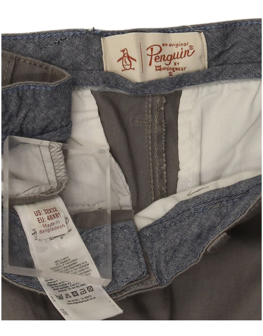 Penguin Herre Slim Chino Bukser W32 L32 Grå Bomuld